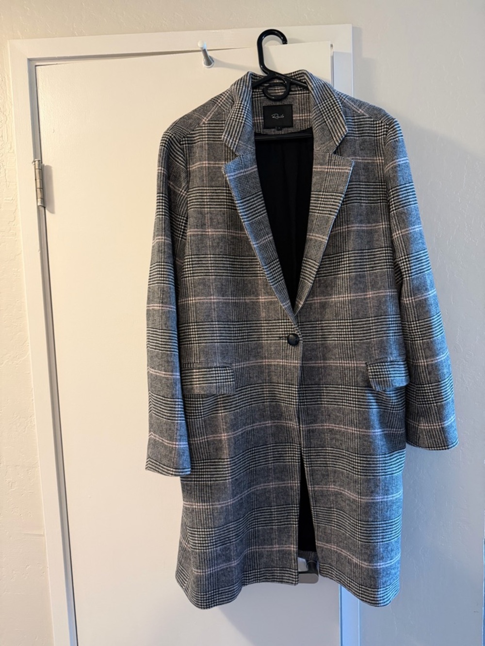Rails Gray Plaid Trench Coat with Subtle Pink Windowpane